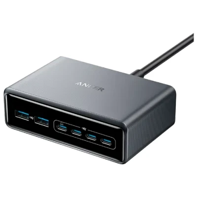 Afbeelding van Anker Prime oplader, 200 W 6 aansluitingen, GaN laadstation, USB C PD desktoplader met snel opladen, compatibel iPhone, Samsung, MacBook, Dell en meer