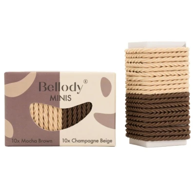 Afbeelding van Bellody Haargummie Mini Elastiek Bruin en Beige