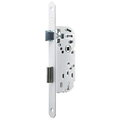 Afbeelding van Yale Inbouwslot met sleutel, as 50 mm, kist 135 mm Y55R A50/B/SC omkeerbare beugel, ronde uiteinden binnendeur voor communicatie, slaapkamer, kantoor wit, sleutel inbegrepen