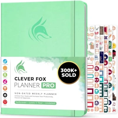 Afbeelding van Clever Fox Planner PRO Wekelijkse &amp; maandelijkse Life om de productiviteit, het tijdmanagement en behalen van uw doelen te verhogen Organizer, Ongedateerd, A4 Formaat Munt