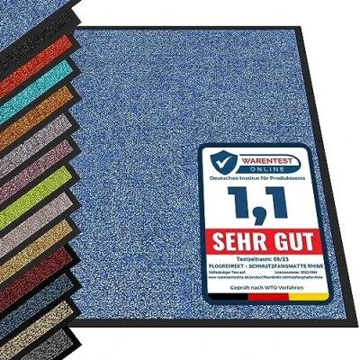 Afbeelding van etm® Schoonloopmat Voetmat in vele maten Deurmat/voetveger voor binnen en buiten Vinyl, Polyamide blauw 90 x 150 cm