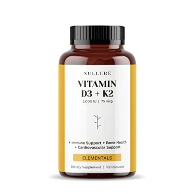 Afbeelding van Vitamine D3 K2 (MK7) Natural Nullure 2000 I.E. Evenwichtige dagelijkse samenstelling voor gemakkelijke opname I Immuunsysteem · Botten Tanden Spieren Gewrichten 180 tabletten (6 maanden)