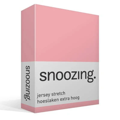 Afbeelding van Snoozing Jersey Stretch Hoeslaken Extra Hoog Tweepersoons 140/150x200/220 cm Roze