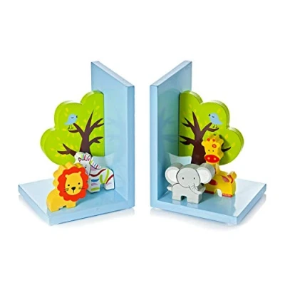 Afbeelding van Mousehouse Gifts Houten boekensteunen voor kinderen, 3D Safari Jungle jongens en meisjes, kinderkamer