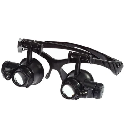 Afbeelding van Meichoon LED kopgemonteerd vergrootglas 10X 15X 20X 25X Optische lens Glas Dubbele ogen Vergrootglazen met licht Juwelier Horlogereparatie Meethulpmiddelen