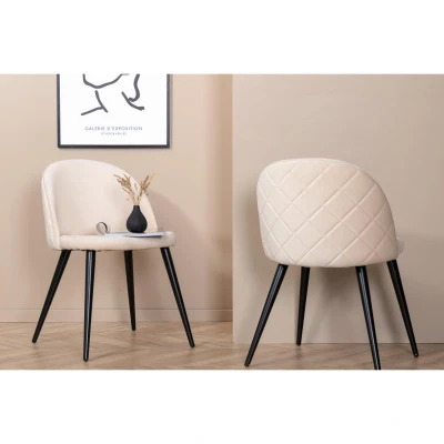 Afbeelding van Svea Zako eetkamerstoel ruitpatroon Velvet beige