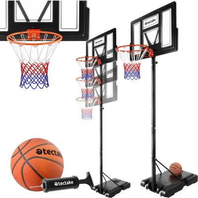 Afbeelding van tectake® Basketbalstandaard 230 305cm basketbalring basketbalsysteem met wielen incl. bal en pomp