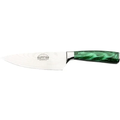 Afbeelding van Rockingham Forge Sunrise Collection 6&quot; koksmes, roestvrij staal met hars handvat, smaragdgroen