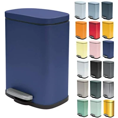 Afbeelding van Spirella Pedaalemmer Venice donkerblauw 5 liter metaal L21 x H30 cm soft close toilet/badkamer