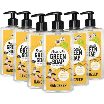Afbeelding van 6x Marcel&#039;s Green Soap Handzeep Vanille &amp; Cherry Blossom 500 ml