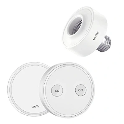 Afbeelding van draadloze lamphouder E27 schroefdraad met afstandsbediening/lichtschakelaar/wandzender bereik tot 200 meter kan 230 V lampen fitting draadloos in en uitschakelen schakelaar DIY