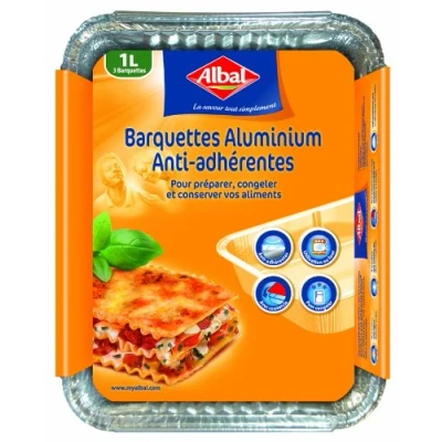 Afbeelding van Albal Aluminium 22 x 17 3,5 cm met deksel Wegwerp Bakken, invriezen en conserveren van levensmiddelen 2 4 porties 3 vormen, stuks, stuks