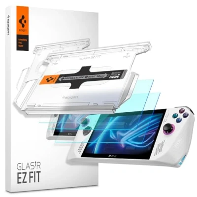 Afbeelding van Spigen Glas.tR EZ Fit Screenprotector compatibel met ASUS ROG Ally (2023) RC71L, 2 Stuks, Sjabloon voor Installatie, Kristalhelder, Responsieve Aanraking, 9H Gehard Glas