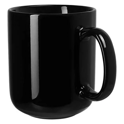 Afbeelding van Showfull Grote keramische mok voor thee, koffie, warme chocolademelk, soep 600 ml Zwart