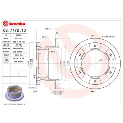 Afbeelding van Brembo Remschijf 08.7772.10