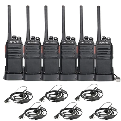 Afbeelding van Retevis RT24 Professionele Portofoon PMR446 Vergunningsvrije 16 Kanalen CTCSS/DCS VOX Oplaadbare Walkie Talkies met Headset en USB laadstation (3 Paar, Zwart)