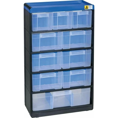 Afbeelding van Allit 464640 Opbergkast voor kleine onderdelen VarioPlus Pro 53/21 (b x h d) 300 525 135 mm Zwart, Blauw 1 stuk(s