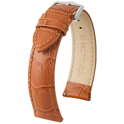 Afbeelding van HIRSCH Uhren Armband Duke L Italiaans kalfsleer alligator in reliëf voor dames en heren honing 20 mm