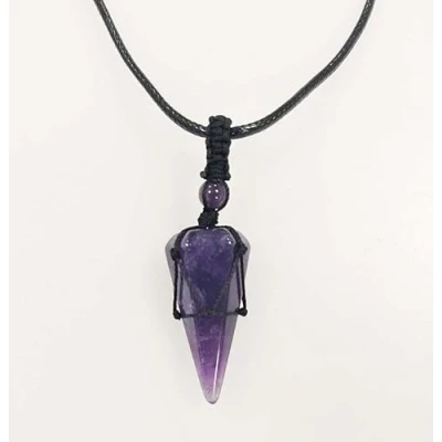 Afbeelding van slinger, natuursteen, amethist, hanger, kristallen zeshoekige slinger voor radiesthesie, reiki pendel, waarzegger, wicca (amethist)