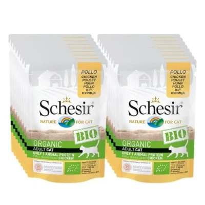 Afbeelding van Schesir Kat Bio Maaltijdzakjes Paté 85 g Kattenvoer Kip
