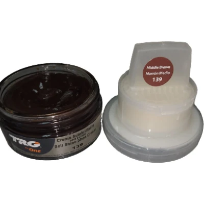 Afbeelding van TRG schoencrème met bijenwas middel bruin bijhorende spons 50 ml
