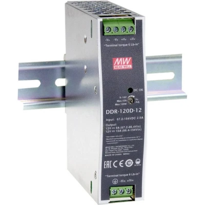 Afbeelding van Mean Well DDR 120C 48 DIN rail DC/DC converter V/DC 2.5 A 120 W Aantal uitgangen: 1 x Inhoud: stuk(s)