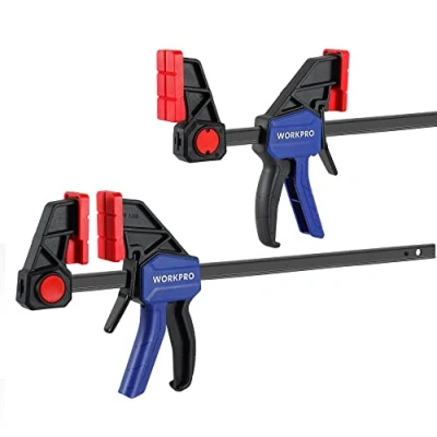 Afbeelding van WORKPRO 300 mm zware staafklemmen voor houtwerk, 136 kg eenhandige F klem/spreider, snelspanklemmen, houtklemmen set handhoutbewerking, 2 stuks