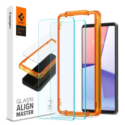 Afbeelding van Spigen AlignMaster Geschikt voor Sony Xperia 1 VI 9H Tempered Glass Screen Protector Case Friendly Gemakkelijke Installatie 2 Pack