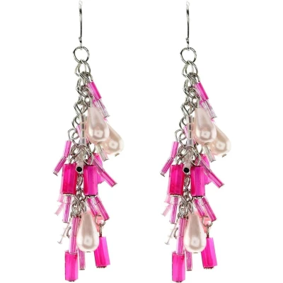 Afbeelding van Behave Roze oorhangers met kraaltjes