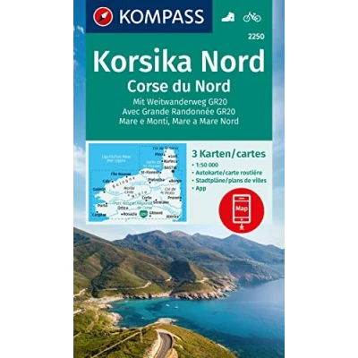 Afbeelding van Carta escursionistica Kom 2250. Korsika Nord, Corse du Weitwanderweg GR20: inklusive Karte zur offline Verwendung in der KOMPASS App. Fahrradfahren.