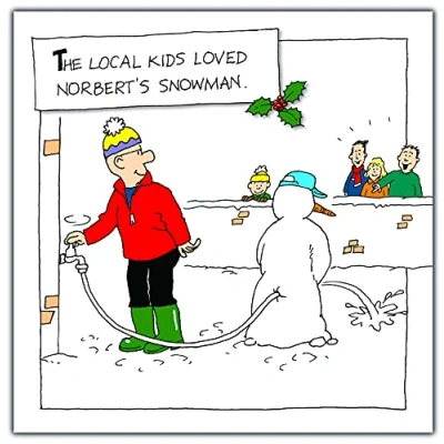 Afbeelding van Norbert &amp; Val Grappige kerstkaart Norbets Sneeuwpop