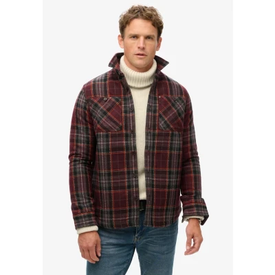 Afbeelding van Superdry Merchant Store Quilted OVER Jas, Heren, Maat: Large, Chocolate brown check