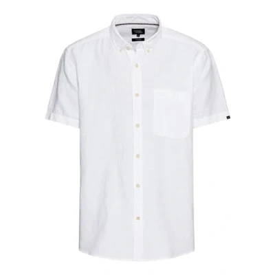 Afbeelding van camel active Korte mouwen overhemd van een katoen linnenmix Maat menswear 4XL Wit