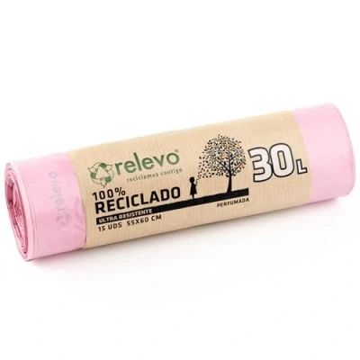Afbeelding van Relevo 100% gerecyclede geur vuilniszak, extra sterk, 30 L, 15 zakken
