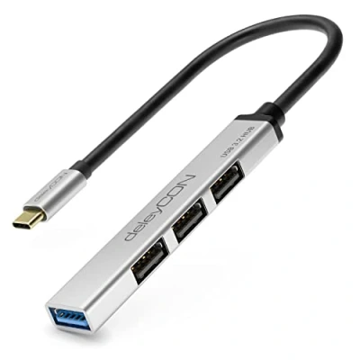 Afbeelding van deleyCON USB HUB 4 Port 4x A Aansluitingen (1x 3.0 // 3x USB2.0 Socket) met 15cm Kabel C Plug Zilver