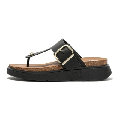 Afbeelding van Fitflop TOE POST Genff Teensandalen, Dames, Maat: 36, Black Leer