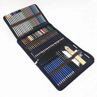 Afbeelding van 72 stuks aquarelkleurpotloden en potloden, tekenset met grafietkoolpotloden, sticks kit, tas voor tekening kleurboek, ideale set kunstenaars, volwassenen kinderen