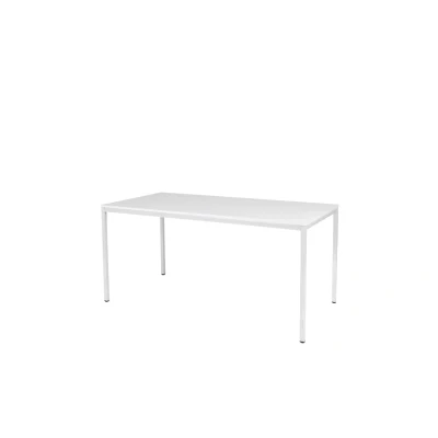 Afbeelding van Domino Basic bureautafel, vaste hoogte met 160x80cm licht grijs 25mm blad en wit (RAL9010) 4 poot frame