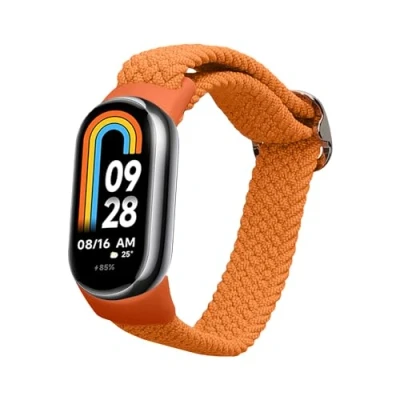 Afbeelding van kwmobile nylon bandje voor smartwatch geschikt Xiaomi Mi Band 8 17 cm Polsbandje in oranje