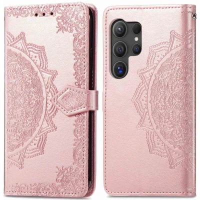 Afbeelding van Samsung Galaxy S24 Ultra Hoesje Kunstleder iMoshion Bookcase Rosé goud Telefoonhoesje