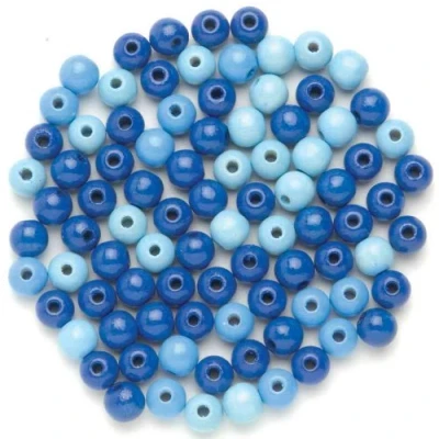 Afbeelding van GLOREX Houten kraal 155 stuks mix, hout, blauw, 11 x 8,5 0,5 cm