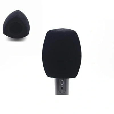Afbeelding van Flocked Mic Foam Voorruiten Handhold Covers voor TV Interview Microfoons (Driehoek, zwart)