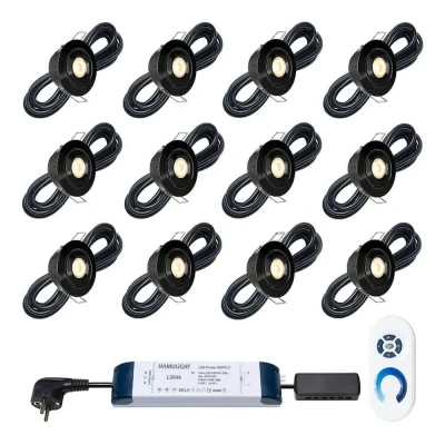 Afbeelding van Inbouwspot Toledo kantelbaar zwart incl. bediening Complete Set van 8 Hamulight