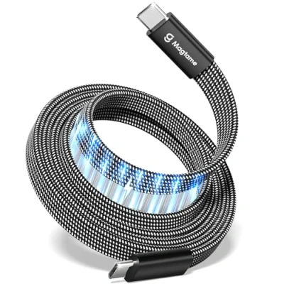 Afbeelding van Magtame USB C kabel, 240 W magnetische naar kabel 3,3 ft/1m, 5 A nylon gevlochten snellaadtype voor i Phone 15/15 Pro/15 Pro Max Samsung Mac_Book