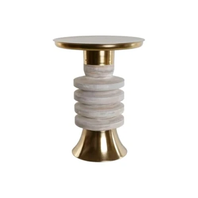 Afbeelding van Bijzettafel Home ESPRIT Wit Gouden Hout Metaal 41 x 53 cm