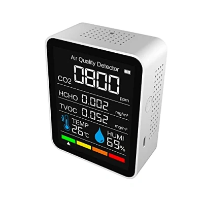 Afbeelding van Cankypu 5 in 1 CO2 Meter Kooldioxide Detector Indoor Luchtkwaliteit Monitor BT APP Temperatuur Vocgheid Sensor Tester HCHO TVOC voor Thuiskantoor Auto