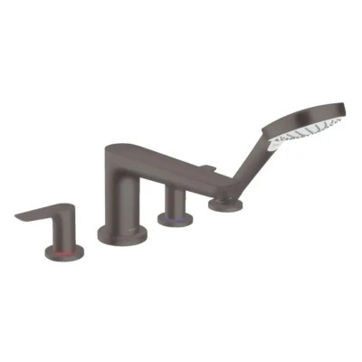 Afbeelding van Hansgrohe badkraan zonder secuflex talis e 4 gats geborsteld zwart chroom 71748340
