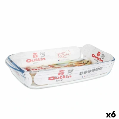 Afbeelding van Ovenschaal Quttin Transparant Glas Rechthoekig 4,2 L 38,8 x 23,9 6,6 cm (6 Stuks)
