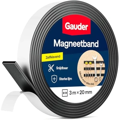 Afbeelding van GAUDER Magneetband Zelfklevend Sterk Magneetstrip Magneetrol (6 m)