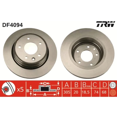 Afbeelding van Trw Remschijf DF4094